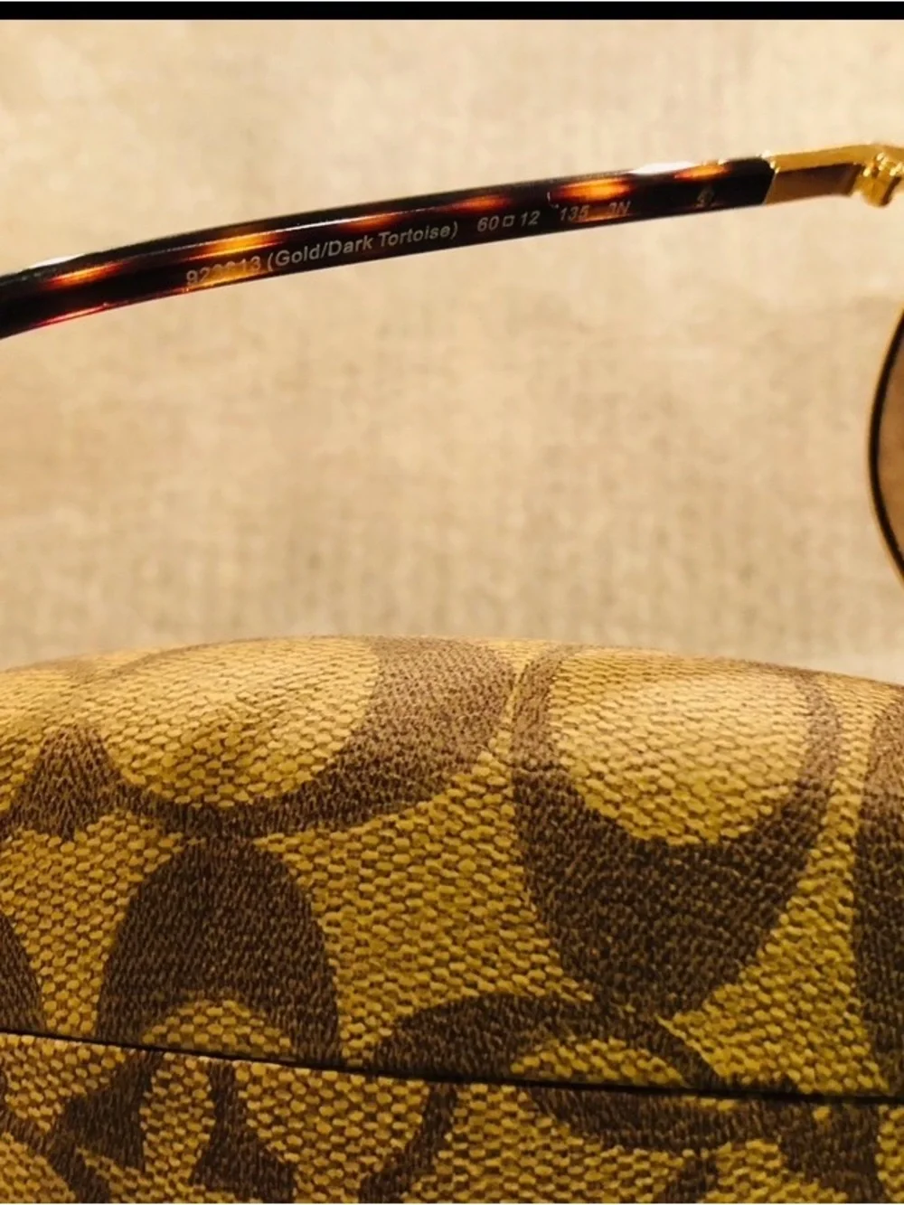 New Coach Gold Frame Brown Gradient Aviator Sunglasses with Signature Case